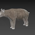 Gray Rhinoceros 3D Model With Detailed Skin Texture Isolated On Black