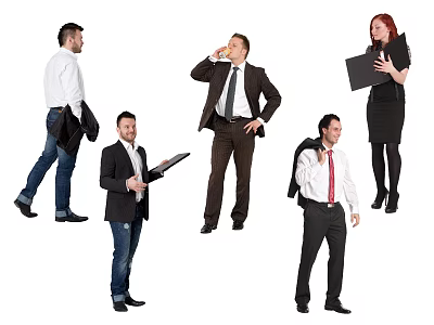 Group Of Business People In Formal Outfits With Different Actions 3d model