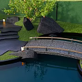 Karesansui Garden Landscape With Stepping Stones Stone Lanterns Rocks Trees And Pond