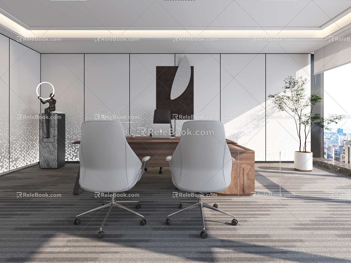 Modern Office Desk and Chair Manager Desk and Chair Boss Chair 3d model