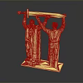 Golden Statue Of Two Men Holding A Sword Together On Base