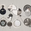 Contemporary Wall Decor Featuring Circular Geometric Shapes With Metal Frames And Marble Panels 3d model