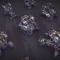 Sci Fi Armored Mechanical Battle Creatures With Intricate Weapon Systems And Tracks 3d model