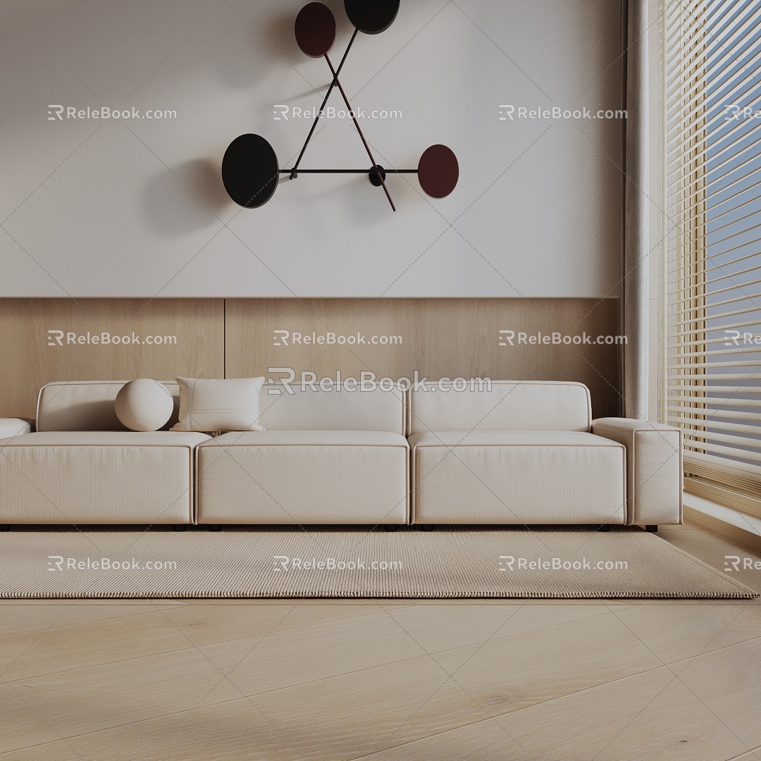 Modern three-seat sofa 3d model