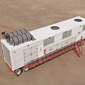 Heavy Duty Functional Excavator Connected To Trailer On Sandy Ground