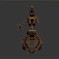 Intricate Mechanical Robot Figure Standing On Spherical Metallic Base With Design Details