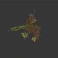 Arbor Branches With Root System Green Moss And Small Plants 3d model
