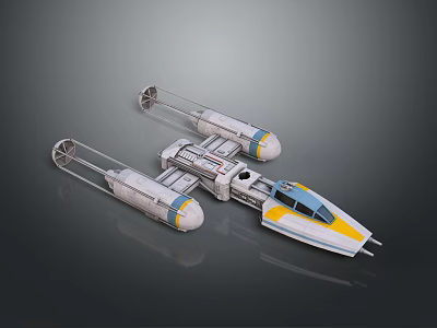 Futuristic Cosmic Spacecraft With White Yellow Blue Design And Multiple Modules 3d model