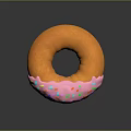 Delicious Orange Donut With Pink Frosting And Colorful Sprinkles On Black