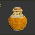 Orange Ceramic Jar With Cork Stopper Twine Tied Glossy Surface On Black Background