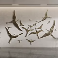 Elegant Flying Birds Wall Decor with Flamingo Ornaments in Modern Interior