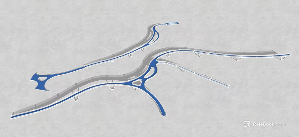 Modern Curved Bridge Design With Streamlined Structure And Multiple Interchange Paths 3d model 
