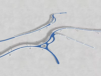 Modern Curved Bridge Design With Streamlined Structure And Multiple Interchange Paths 3d model