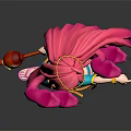 Game and Movie Character Featuring Pink Long Hair Blue Top Brown Pants Holding Musical Instrument