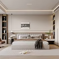 Modern Bedroom Interior Design With Comfortable Bed Armchair Built In Wardrobes And Soft Rug