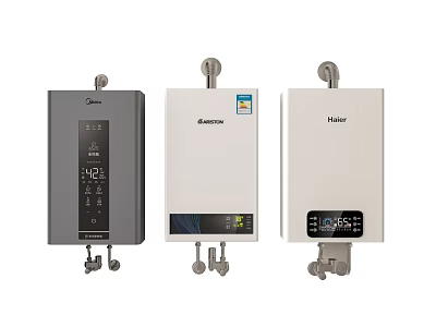 Modern Gas Water Heaters As Daily Electrical Appliances With Digital Control Panels 3d model