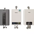 Modern Gas Water Heaters As Daily Electrical Appliances With Digital Control Panels
