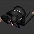 Game Movie Female Character In Black Taekwondo Uniform With White Belt And Martial Arts Stance