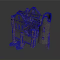 Medieval Castle Ruins 3D Model With Stone Walls And Wooden Beams