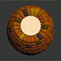 3D Rendered Colorful Corn Vegetable With Orange Green Block Pattern And Reflective Surface
