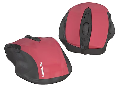 TECNET Red and Black Computer Mice with Ergonomic Grip for Comfortable Use 3d model