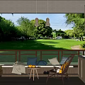 Entertainment Room Interior Design With Cozy Seating Green Plants And Garden View Window