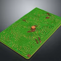 Green Playground Maze With Winding Paths Central Platform And Wooden Obstacles