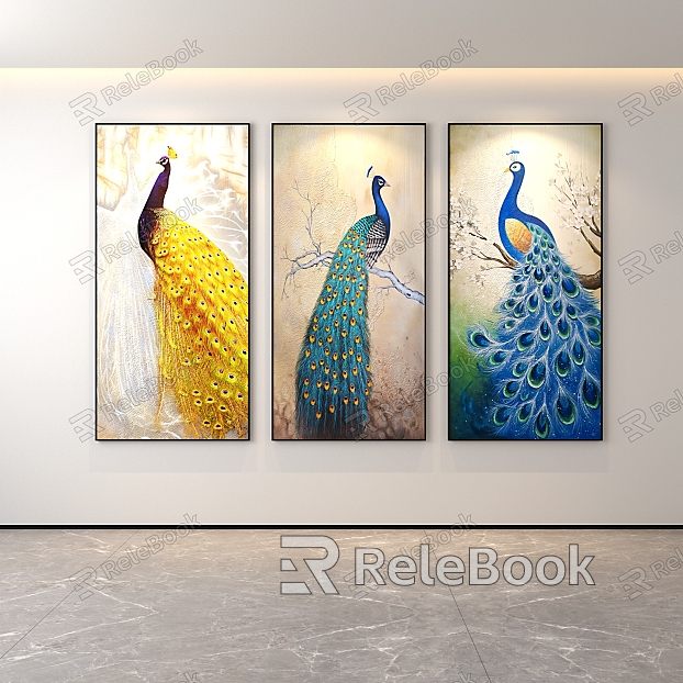 Classic Simple Light Luxury Internet Celebrity Peacock Decoration Painter Restaurant Entrance Corridor Hallway Hanging Painting Hand-painted Oil Painting Minimalist Freehand Brushwork Abstract Popular Scenery Animals Birds model