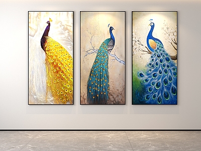 Classic Simple Light Luxury Internet Celebrity Peacock Decoration Painter Restaurant Entrance Corridor Hallway Hanging Painting Hand-painted Oil Painting Minimalist Freehand Brushwork Abstract Popular Scenery Animals Birds model