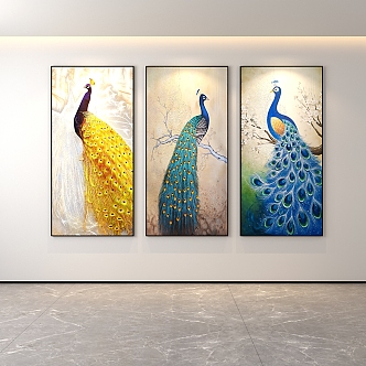 Classic Simple Light Luxury Internet Celebrity Peacock Decoration Painter Restaurant Entrance Corridor Hallway Hanging Painting Hand-painted Oil Painting Minimalist Freehand Brushwork Abstract Popular Scenery Animals Birds 3d model