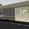 Modern Entrance Gate Design With Louvered Panels Dark Wall And Water Feature