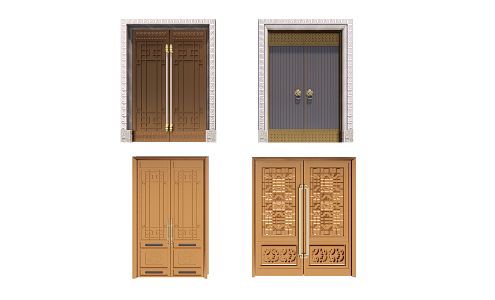 New Chinese Style Door Engraved Door Engraved Door Unit Door 3d model