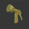 Shiny Golden Metallic Handheld Spray Gun With Multiple Round Nozzle Holes