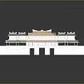 Traditional Ancient Chinese Architecture Featuring Red Brick Walls Yellow Tiled Roof And Symmetric Gates