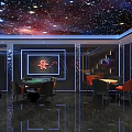 Elegant KTV Interior With Starry Sky Ceiling And Dining Tables Chairs 3d model