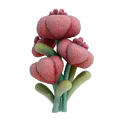 Soft Plush Pink Flowers Art Installation With Green Stems and Leaves