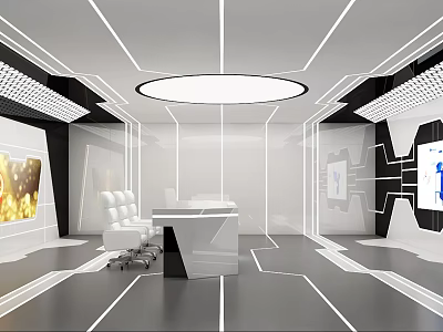 Modern Courtroom Interior Design With Judges Bench Seating And Overhead Lighting 3d model
