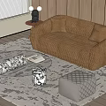Multi-person sofa double sofa coffee table sofa stool 3d model