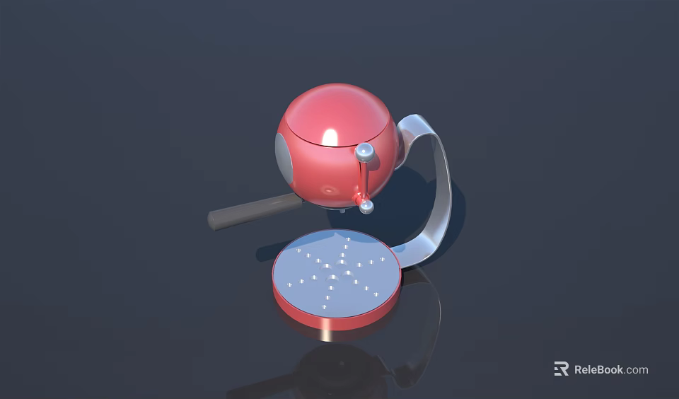 Red Round Kitchen Appliance with Modern Design and Compact Base for Home Use 3d model