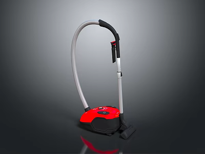 Red Computer Vacuum Cleaner With Flexible Hose And Ergonomic Handle Design 3d model