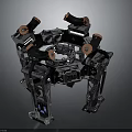 Futuristic SciFi Mechanical Structure With Metallic Frame Copper Components Articulated Legs And Circular Core