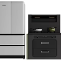 Modern Kitchen Appliances Featuring Sleek Refrigerator And Integrated Cooker For Stylish Kitchens