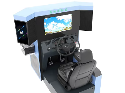 Realistic Driving Simulator With Steering Wheel Comfortable Seat And Interactive Screen 3d model