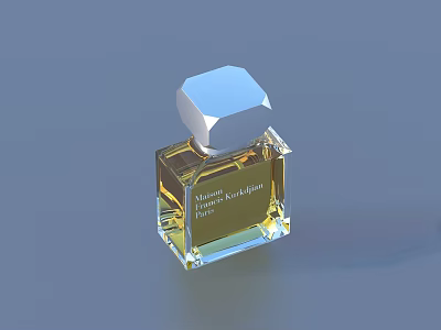 Natural Radiance Pure Perfume in Transparent Glass Bottle with Yellow Liquid and Silver Cap 3d model