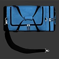 Stylish Blue Duffel Bag with Black Handles Shoulder Strap and White Logo Design