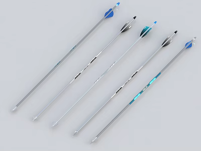 Modern Metal Arrows With Blue Accents And Silver Shafts For Weapon 3d model