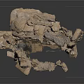 Industrial Cave Interior With Stone Walls Metal Door And Mechanical Gears