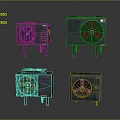 Modern air conditioner external air conditioner compressor refrigerator air conditioner refrigerator 3d model