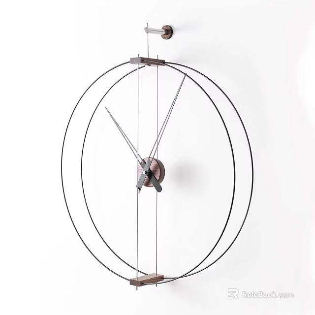 Modern Minimalist Wall Clock With Double Metal Rings And Sleek Geometric Design 3d model 