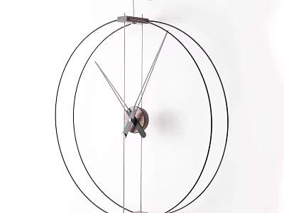 Modern Minimalist Wall Clock With Double Metal Rings And Sleek Geometric Design 3d model
